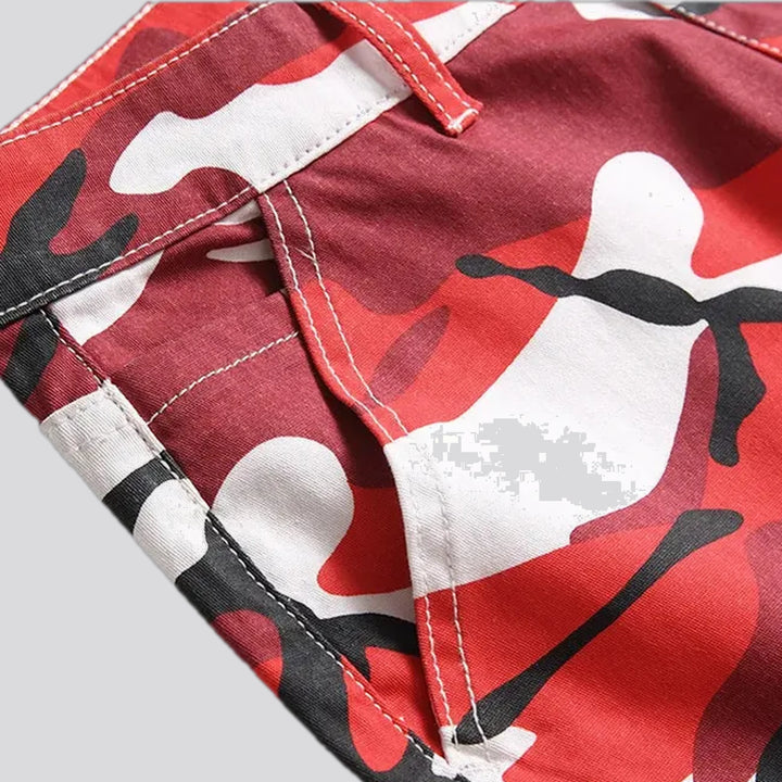 Elastic stylish camouflage men's jeans pants