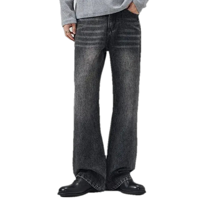 Fashionable Bootcut Creased Men's Jeans - Grey