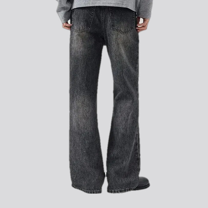 Fashionable bootcut creased men's jeans