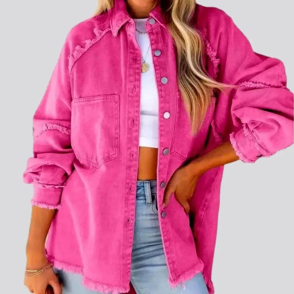 Distressed oversized jeans jacket for ladies | Jeans4you.shop