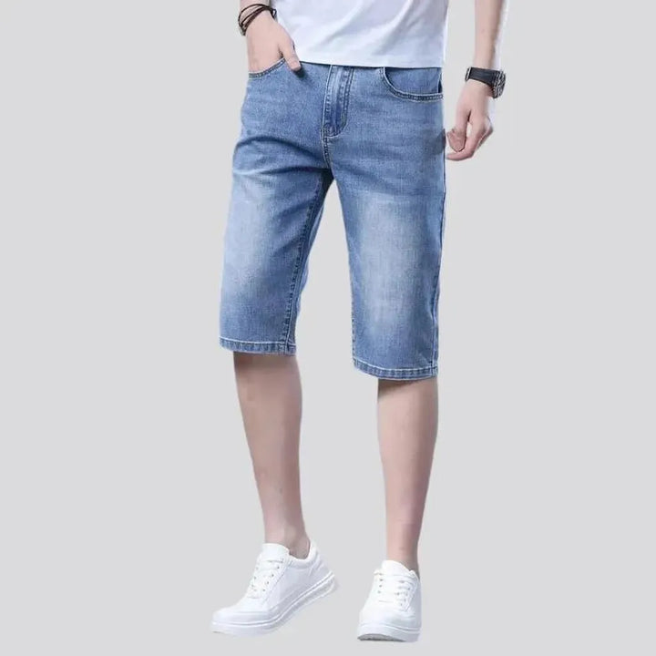 High-waist thin denim shorts
 for men
